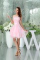 A-Line Satin Lace Organza Knee-Length Strapless Prom/Formal Evening Dresses 02021120