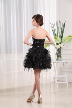 Satin Lace Organza Short/Mini Sleeveless Prom/Formal Evening Dresses 02021122