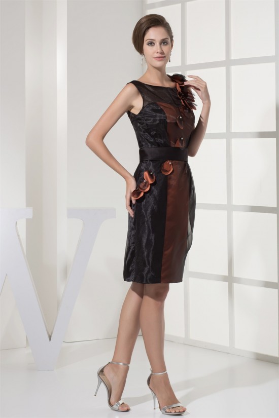 Satin Organza Sheath/Column Short/Mini Prom/Formal Evening Dresses 02021125