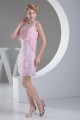 Scoop Satin Chiffon Lace Knee-Length Sheath/Column Bridesmaid Dresses 02021127