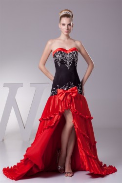Brush Sweep Train Black Red Long Prom/Formal Evening Dresses 02020113