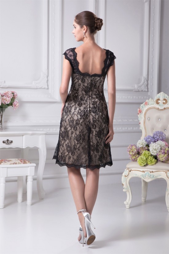 Sheath/Column Lace Sleeveless Straps Knee-Length Prom/Formal Evening Dresses 02021138 Sheath/Column Lace Sleeveless Straps Knee-Length Prom/Formal Evening Dresses 02021138