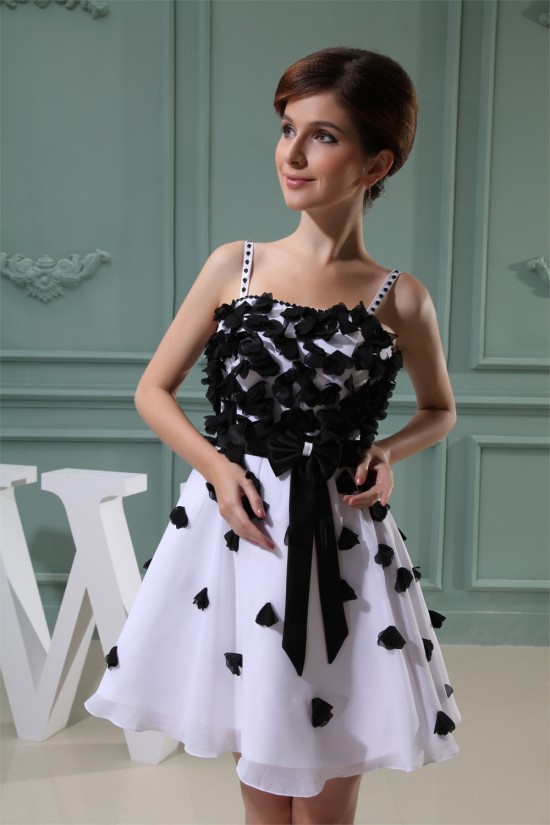 A-Line Short/Mini Handmade Flowers Chiffon Prom/Formal Evening Dresses 02021157