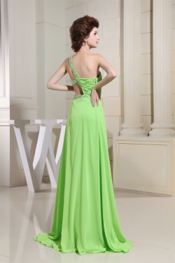 A-Line Brush Sweep Train One-Shoulder Sleeveless Long Prom Evening Bridesmaid Dresses 02020116