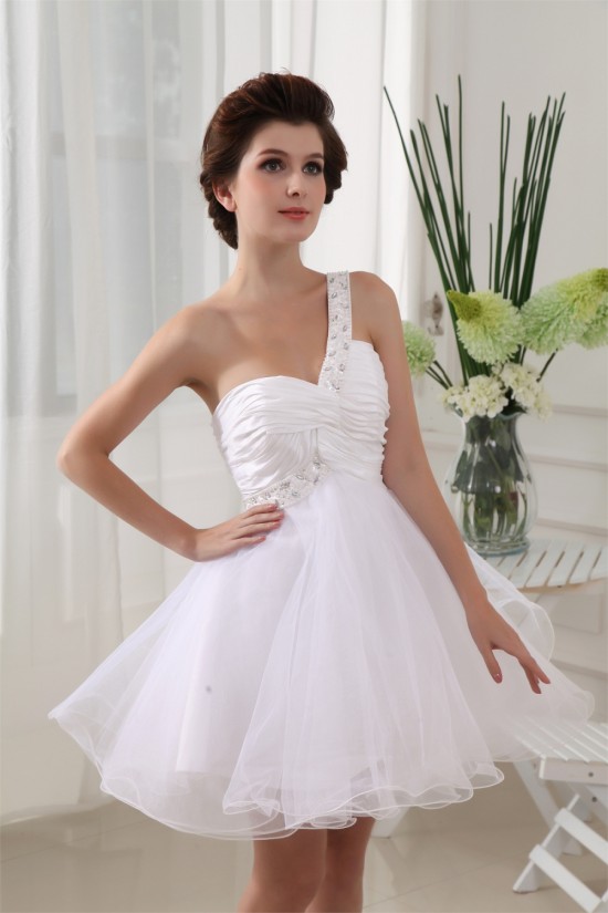 Short/Mini Beading Short White Cocktail Party Evening Dresses 02021161