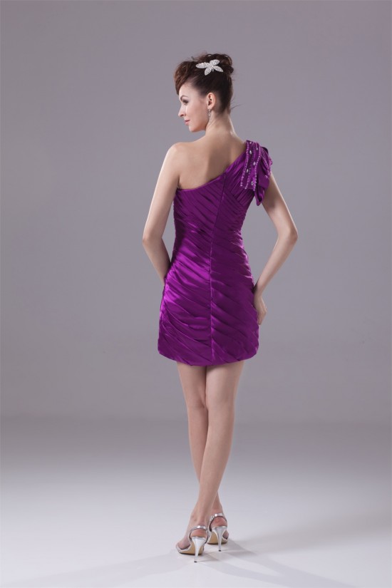 Short/Mini Elastic Woven Satin One-Shoulder Prom/Formal Evening Dresses 02021168