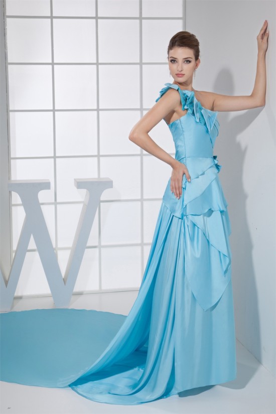 Brush Sweep Train One-Shoulder Sleeveless Long Blue Prom/Formal Evening Dresses 02020117 Brush Sweep Train One-Shoulder Sleeveless Long Blue Prom/Formal Evening Dresses 02020117