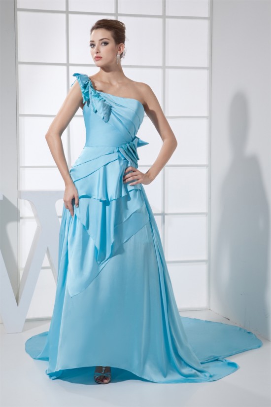 Brush Sweep Train One-Shoulder Sleeveless Long Blue Prom/Formal Evening Dresses 02020117 Brush Sweep Train One-Shoulder Sleeveless Long Blue Prom/Formal Evening Dresses 02020117