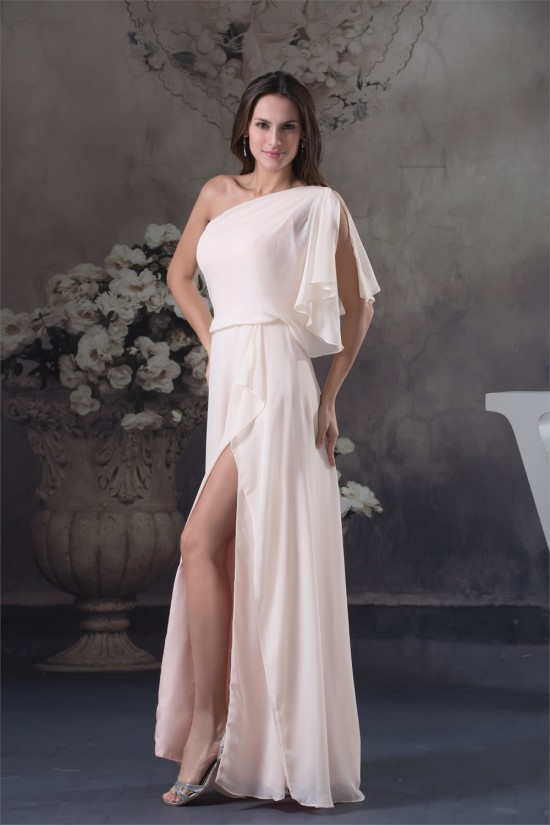 One-Shoulder Chiffon Long Prom/Formal Evening Bridesmaid Dresses 02021191