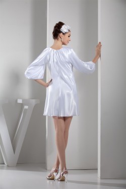 Silk like Satin Ruffles Sheath/Column Short/Mini Bridesmaid Dresses 02021196