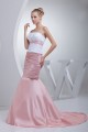 Trumpet/Mermaid Brush Sweep Train Beading Pink White Prom/Formal Evening Dresses 02020121