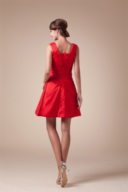 Sleeveless Ruffles Taffeta Straps Short/Mini Bridesmaid Dresses 02021215