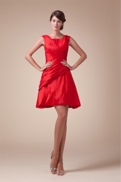Sleeveless Ruffles Taffeta Straps Short/Mini Bridesmaid Dresses 02021215