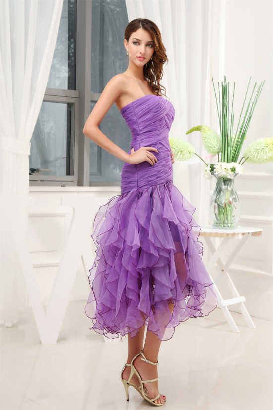 Sleeveless Satin Organza Ruffles Soft Sweetheart Prom/Formal Evening Dresses 02021218