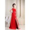 A-Line Brush Sweep Train One-Shoulder Long Red Prom Evening Bridesmaid Dresses 02020122