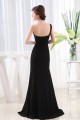 Brush Sweep Train Sleeveless One-Shoulder Long Black Prom/Formal Evening Dresses 02020124