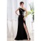 Brush Sweep Train Sleeveless One-Shoulder Long Black Prom/Formal Evening Dresses 02020124