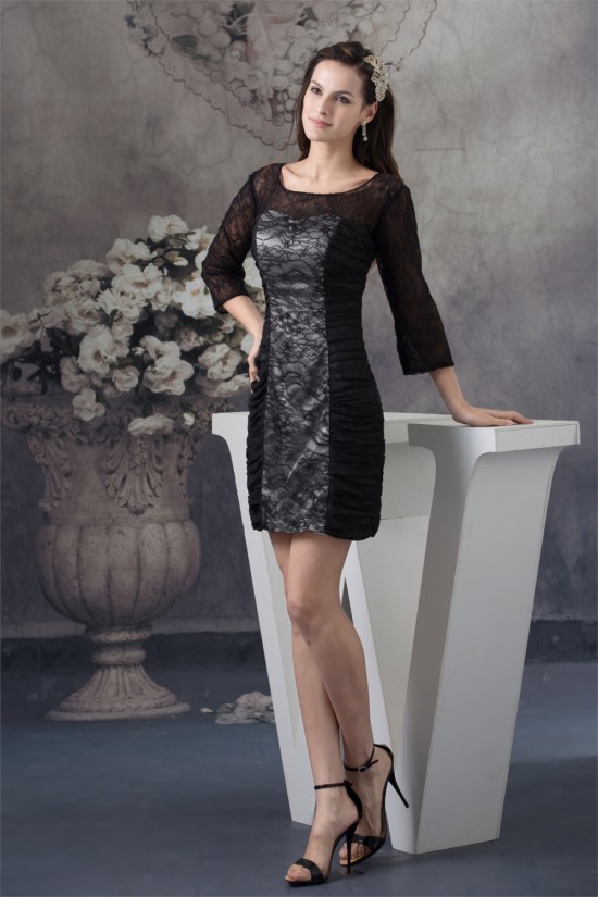 Square Ruffle Sheath/Column Short/Mini Lace Mother of the Bride Dresses 02021241