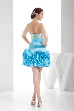 Strapless Pleats Knee-Length Sleeveless Prom/Formal Evening Dresses 02021245