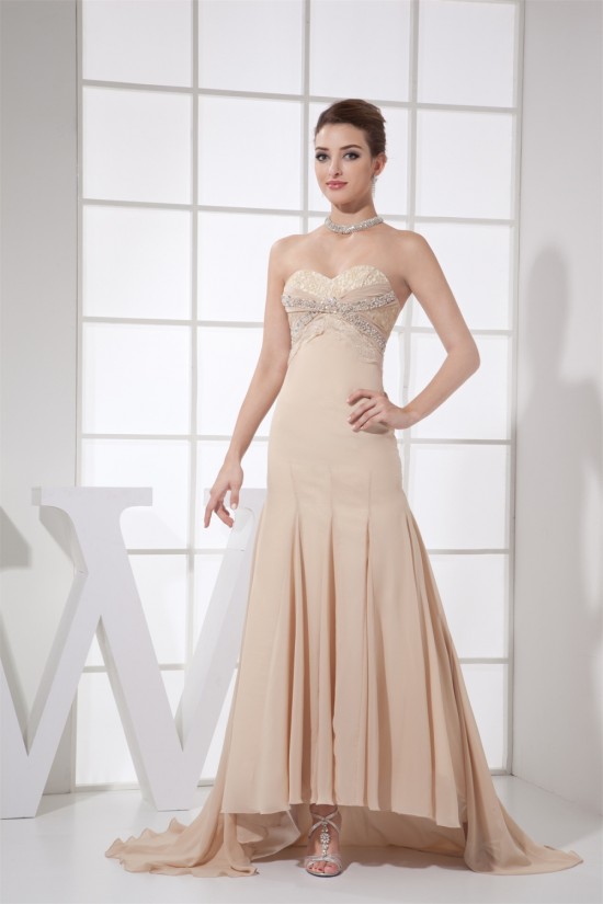 Brush Sweep Train Strapless Beading Lace and Chiffon Prom/Formal Evening Dresses 02020125 Brush Sweep Train Strapless Beading Lace and Chiffon Prom/Formal Evening Dresses 02020125