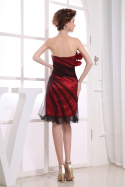 Strapless Silk like Satin Fine Netting Sleeveless Prom/Formal Evening Dresses 02021251