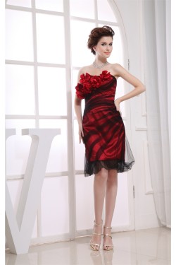 Strapless Silk like Satin Fine Netting Sleeveless Prom/Formal Evening Dresses 02021251