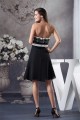 A-Line Strapless Sleeveless Short/Mini Chiffon Lace Black White Prom/Formal Evening Dresses 02021252