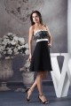A-Line Strapless Sleeveless Short/Mini Chiffon Lace Black White Prom/Formal Evening Dresses 02021252