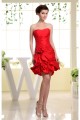 Taffeta A-Line Short/Mini Handmade Flowers Prom/Formal Evening Dresses 02021267