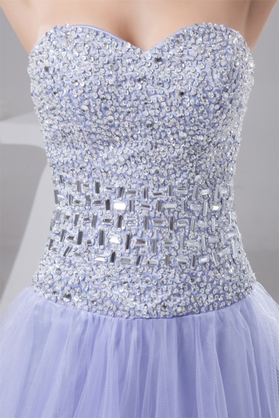 A-Line Knee-Length Beading Sweetheart Fine Netting Prom/Formal Evening Dresses 02021279