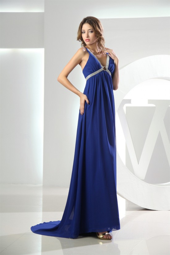Empire Brush Sweep Train V-Neck Long Blue Chiffon Evening Formal Bridesmaid Maternity Dresses 02020128 Empire Brush Sweep Train V-Neck Long Blue Chiffon Evening Formal Bridesmaid Maternity Dresses 02020128