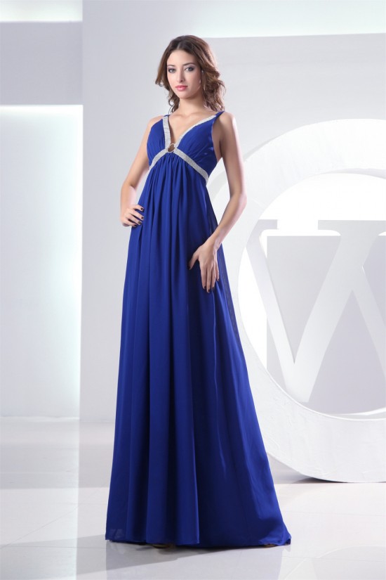 Empire Brush Sweep Train V-Neck Long Blue Chiffon Evening Formal Bridesmaid Maternity Dresses 02020128 Empire Brush Sweep Train V-Neck Long Blue Chiffon Evening Formal Bridesmaid Maternity Dresses 02020128