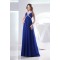 Empire Brush Sweep Train V-Neck Long Blue Chiffon Evening Formal Bridesmaid Maternity Dresses 02020128