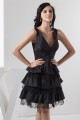 A-Line Sleeveless V-Neck Taffeta Lace Knee-Length Prom/Formal Evening Dresses 02021282