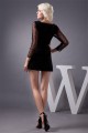 Amazing Long Sleeves Fine Netting Beading Bateau Little Black Dresses 02021283