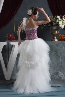 Asymmetrical High Low One-Shoulder Lace Tulle Prom/Formal Evening Dresses 02021285