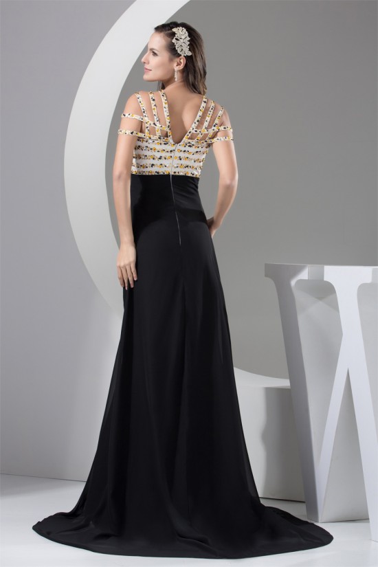 Brush Sweep Train V-Neck Beading A-Line Prom/Formal Evening Dresses 02020129 Brush Sweep Train V-Neck Beading A-Line Prom/Formal Evening Dresses 02020129