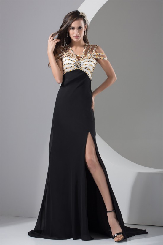 Brush Sweep Train V-Neck Beading A-Line Prom/Formal Evening Dresses 02020129 Brush Sweep Train V-Neck Beading A-Line Prom/Formal Evening Dresses 02020129