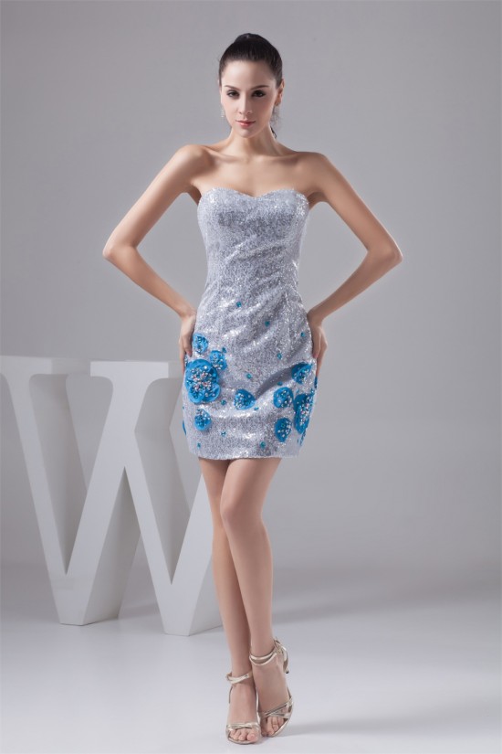 Beading Sheath/Column Sequins Silver Short Prom/Formal Evening Dresses 02021297 Beading Sheath/Column Sequins Silver Short Prom/Formal Evening Dresses 02021297