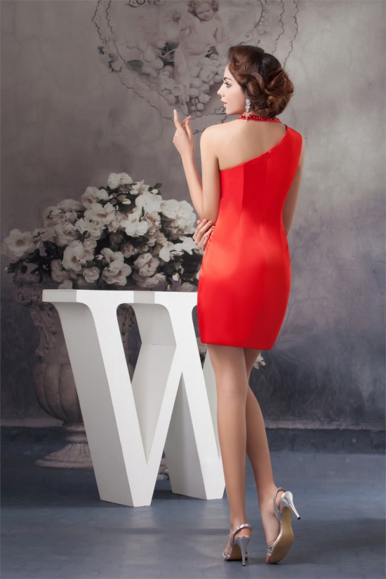 Beading Silk like Satin Sheath/Column Short Red Sleeveless Prom/Formal Evening Dresses 02021301 Beading Silk like Satin Sheath/Column Short Red Sleeveless Prom/Formal Evening Dresses 02021301