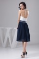A-Line Halter Beading Sleeveless Knee-Length White Blue Prom/Formal Evening Dresses 02021302