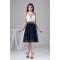 A-Line Halter Beading Sleeveless Knee-Length White Blue Prom/Formal Evening Dresses 02021302