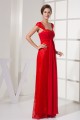 Capped Sleeves Chiffon Lace Long Red Evening Formal Bridesmaid Dresses 02020131 Capped Sleeves Chiffon Lace Long Red Evening Formal Bridesmaid Dresses 02020131