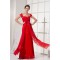 Capped Sleeves Chiffon Lace Long Red Evening Formal Bridesmaid Dresses 02020131