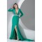 Chiffon Beading Long Sleeve V-Neck A-Line Evening Mother of the Bride Dresses 02020133