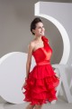 A-Line Pleats One-Shoulder Sleeveless Short/Mini Red Prom/Formal Evening Bridesmaid Dresses 02021338
