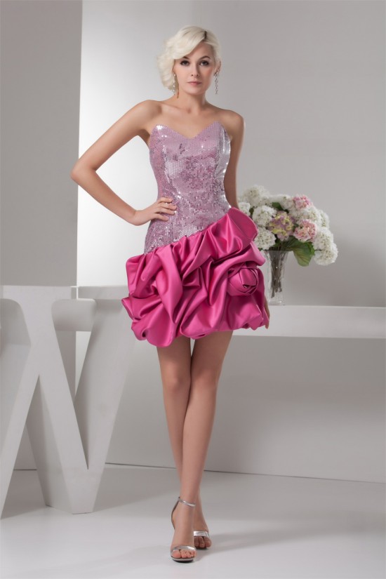 Ruffles Satin Taffeta Sweetheart Short/Mini Prom/Formal Evening Dresses 02021342