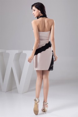 Sheath/Column Handmade Flowers Short/Mini Prom/Formal Evening Dresses 02021359