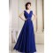 A-Line V-Neck Floor-Length Blue Chiffon Sleeveless Prom/Formal Evening Bridesmaid Dresses 02020136