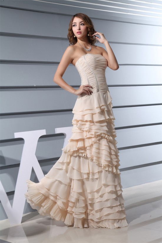 Chiffon A-Line Ruffles Strapless Long Prom/Formal Evening Dresses 02020137 Chiffon A-Line Ruffles Strapless Long Prom/Formal Evening Dresses 02020137